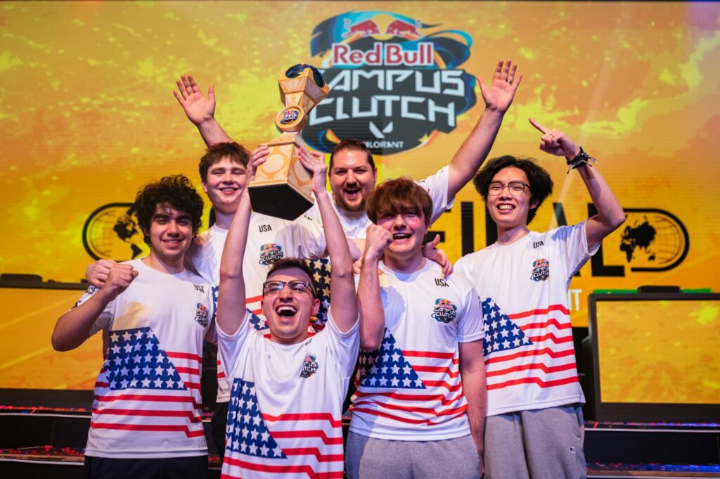Team USA lifts their trophy after winning Red Bull Campus Clutch 2022.