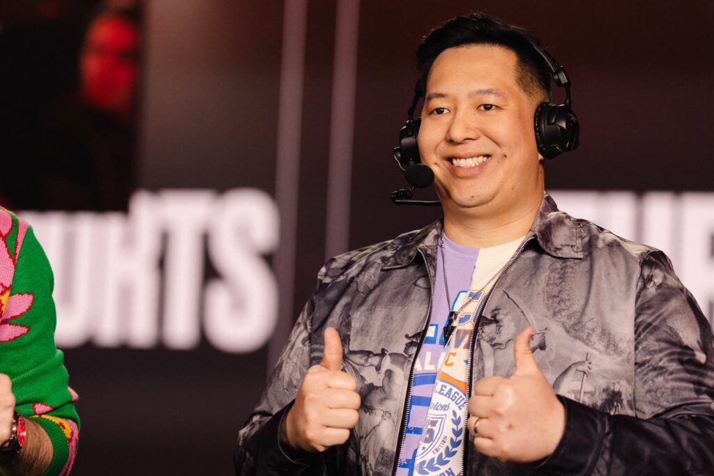 Esports caster Alex Vansilli Nguyen poses during the VCT Americas Opening Weekend 2023 at the Riot Games Arena on April 1, 2023.
