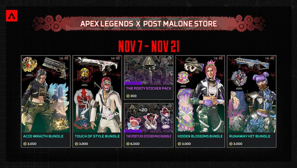 Post Malone Apex event in game store