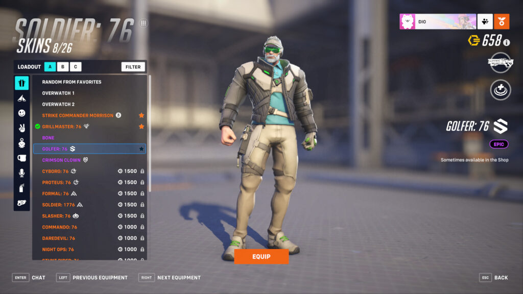 Overwatch 2 Soldier 76 Golfer skin