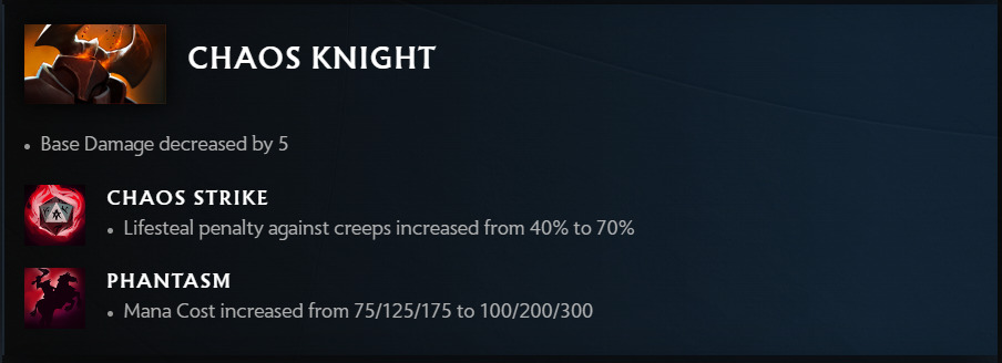 Chaos Knight's changes of patch 7.34e