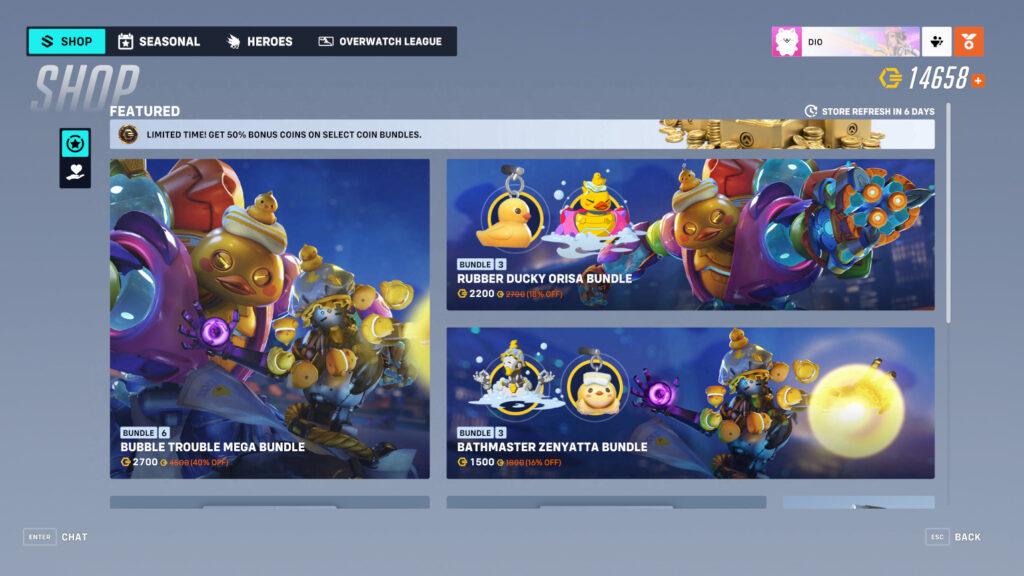 Overwatch shop rotation and shop reset countdown