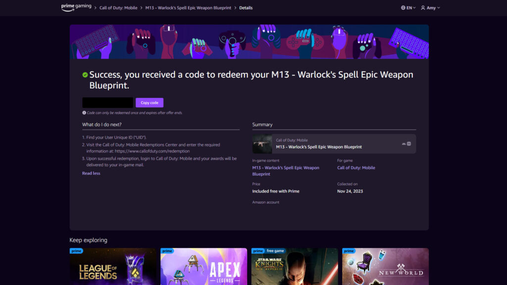 CoD Mobile M13 - Warlock's Spell Epic Weapon Blueprint code