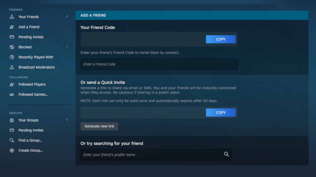 Steam client screenshot