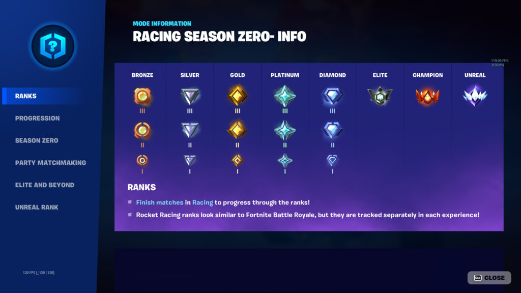 Rocket Racing Ranked Divisions