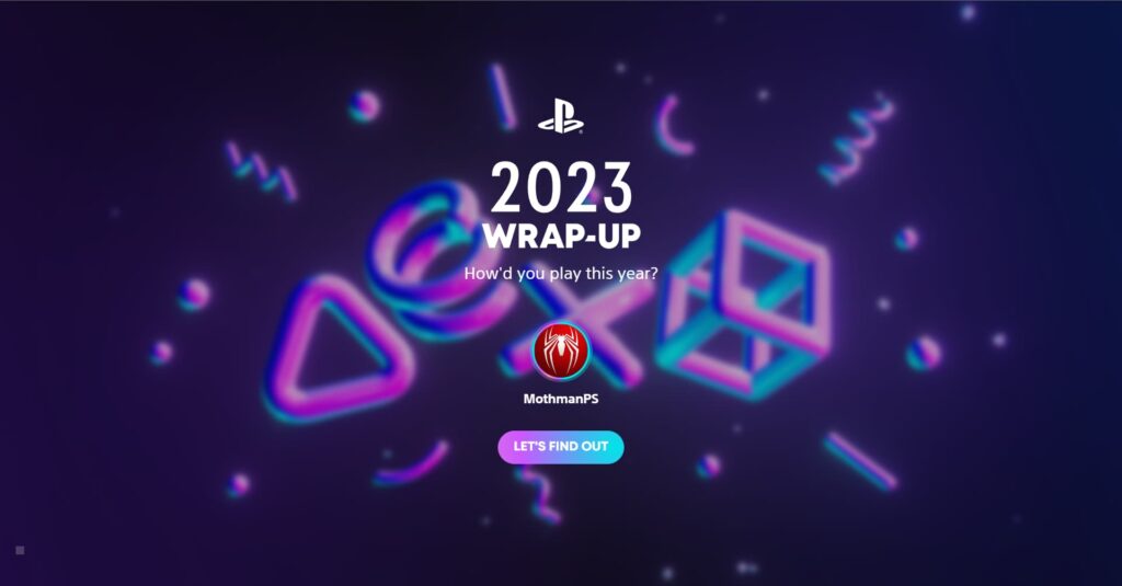 The PlayStation 2023 Wrap-Up page with the Let's Find Out button.