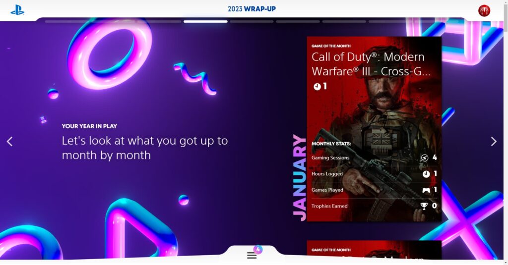 The monthly scrolling page.