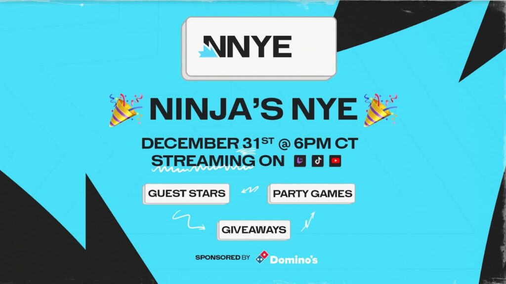 Ninja announces NYE event partnered with Dominos, flossing not mentioned