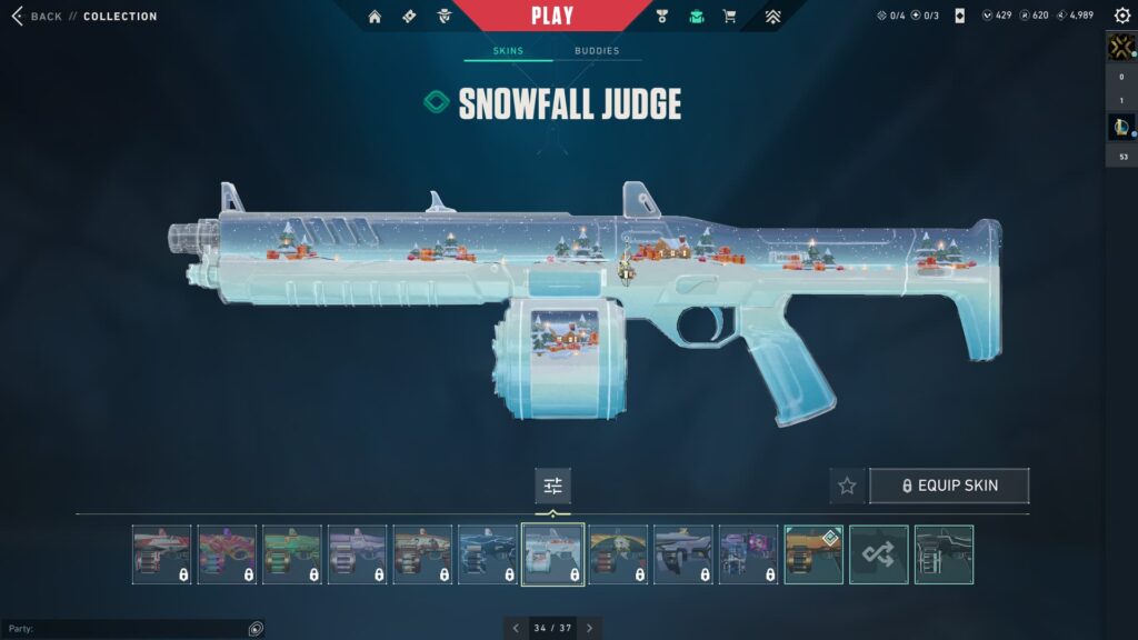 The Snowfall Judge, one of the best Christmas VALORANT skins.