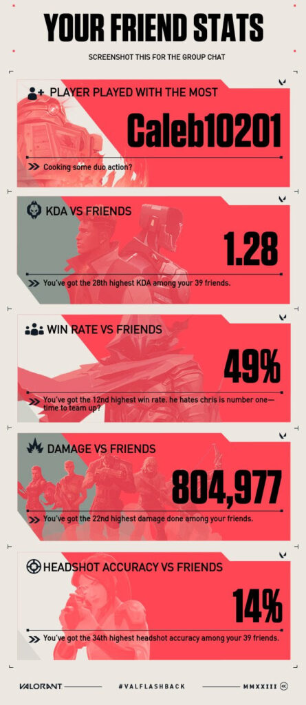 The Friend stats section of the VALORANT Flashback 2023.