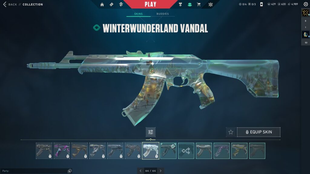 The Winterwunderland Vandal, one of the best Christmas VALORANT skins.