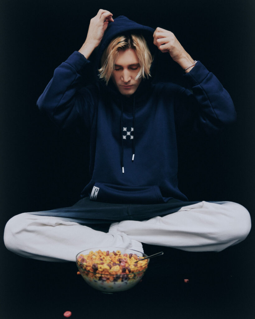 xQc in the hoodie from the Lengyel Inaugural Collection