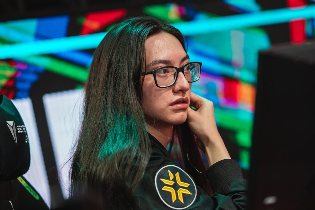 "florescent" of Shopify Rebellion competes on stage at the VALORANT Game Changers Championship Grand Finals at CBLOL Studio on December 03, 2023 in São Paulo, Brazil.