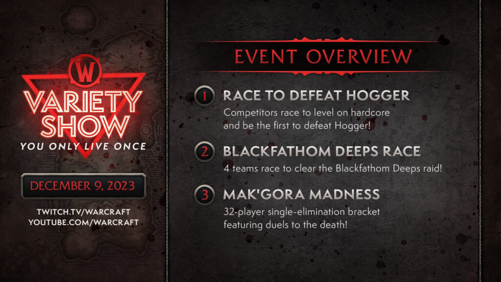 WoW Variety Show events