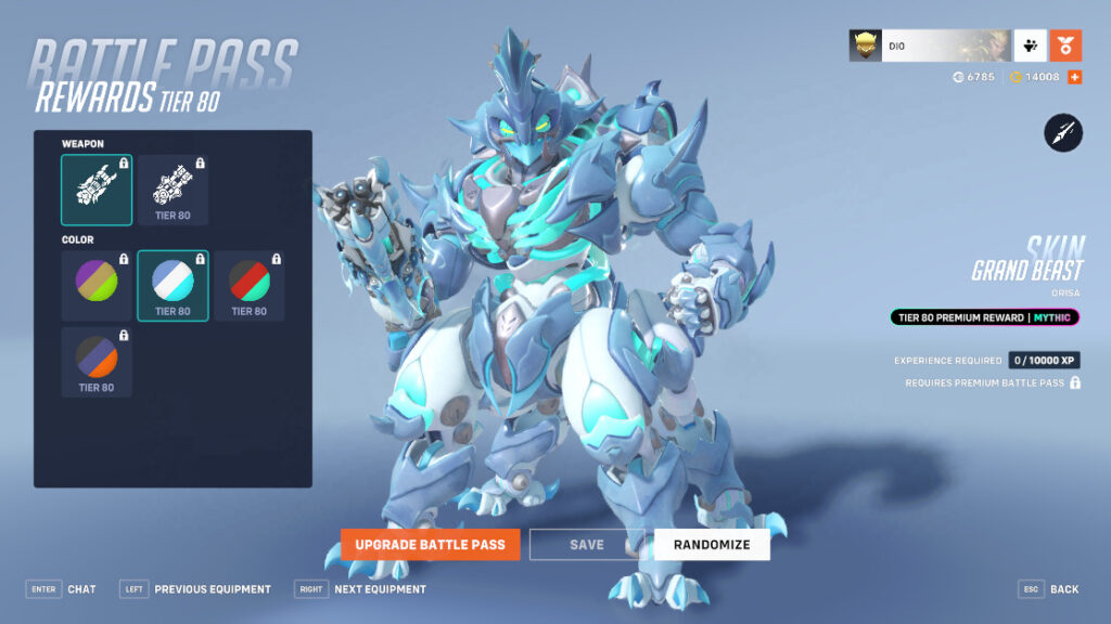Mythic Orisa skin customizations