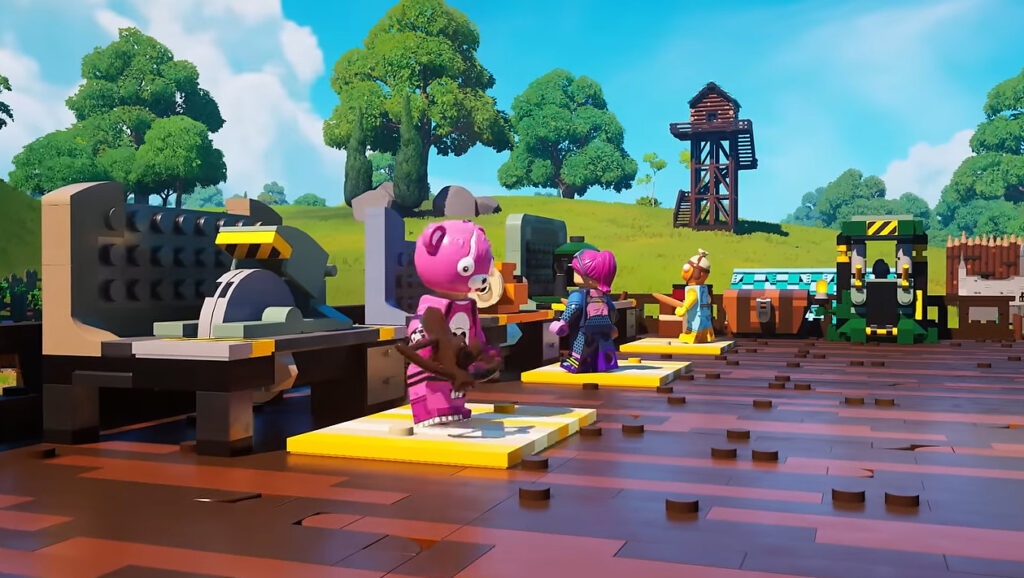 A player using a crossbow in LEGO Fortnite
