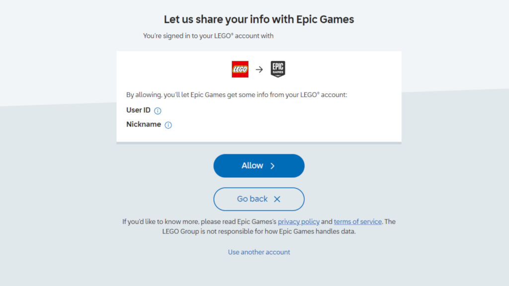 Connect your LEGO account to LEGO Fortnite 