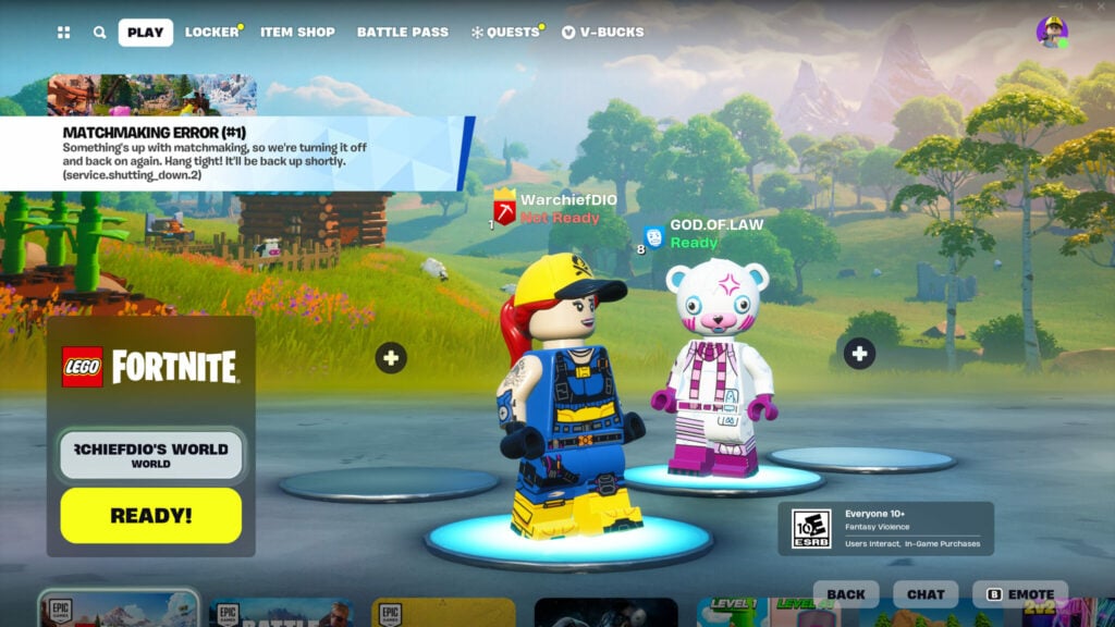 LEGO Fortnite matchmaking error