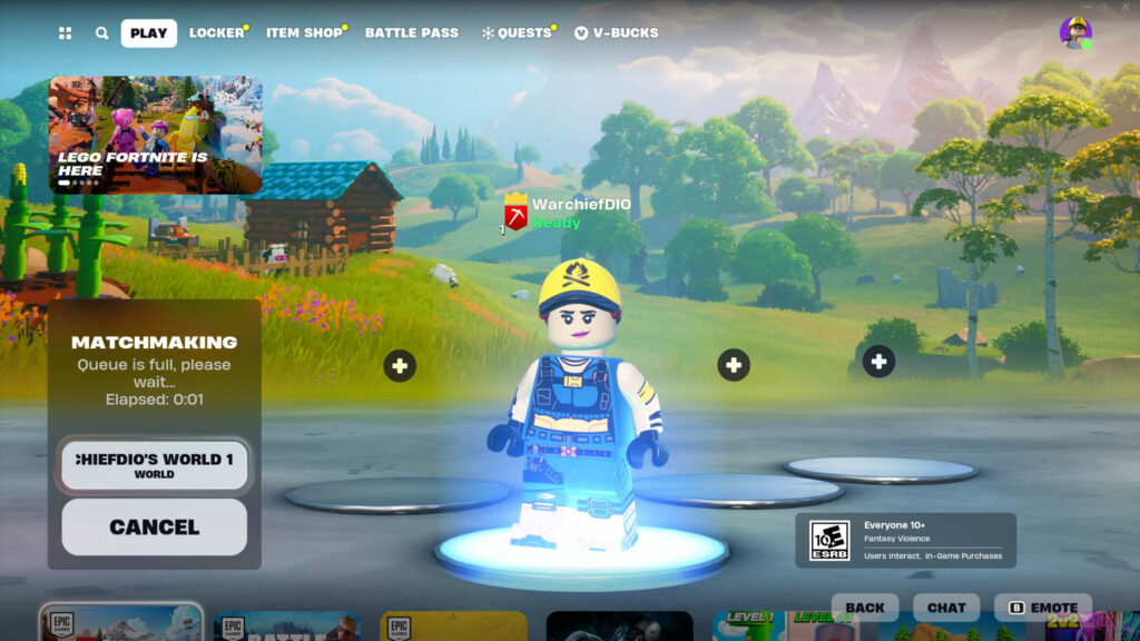 Entering a match in LEGO Fortnite 