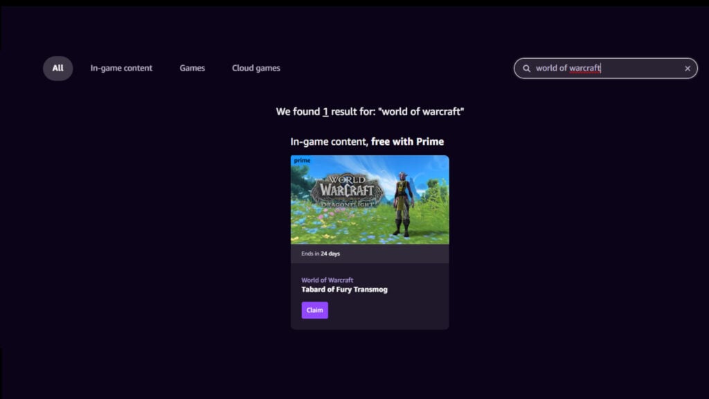 Screenshot of the offer