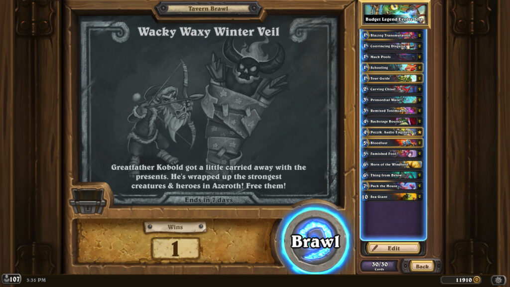 Wacky Waxy Winter's Veil Tavern Brawl chalkboard