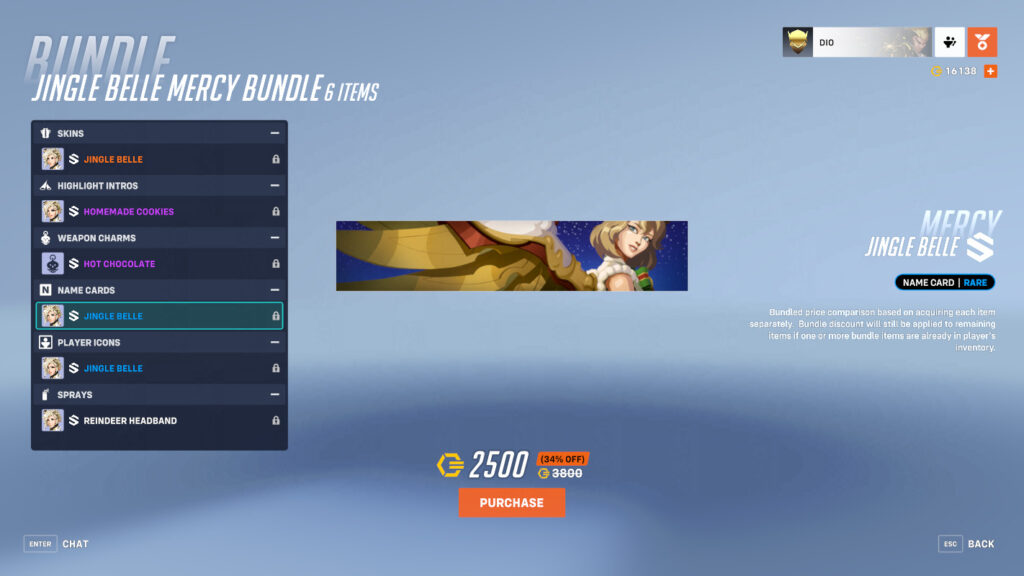 Jingle Belle Mercy name card 