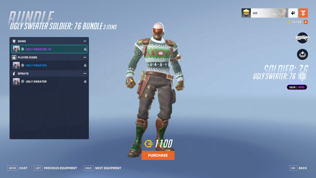 Overwatch 2 Ugly Sweater Soldier: 76 skin