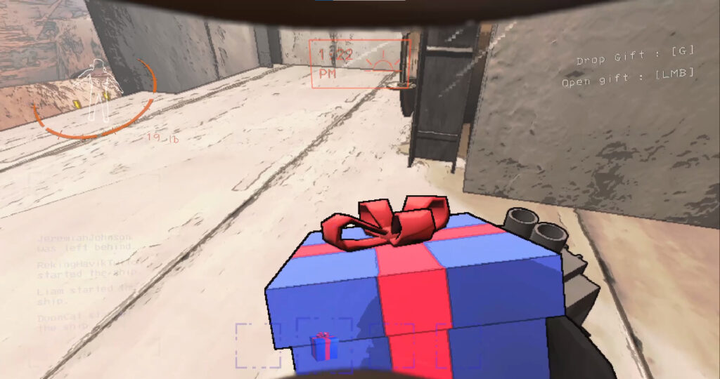 Player holding a present box in Lethal Company.