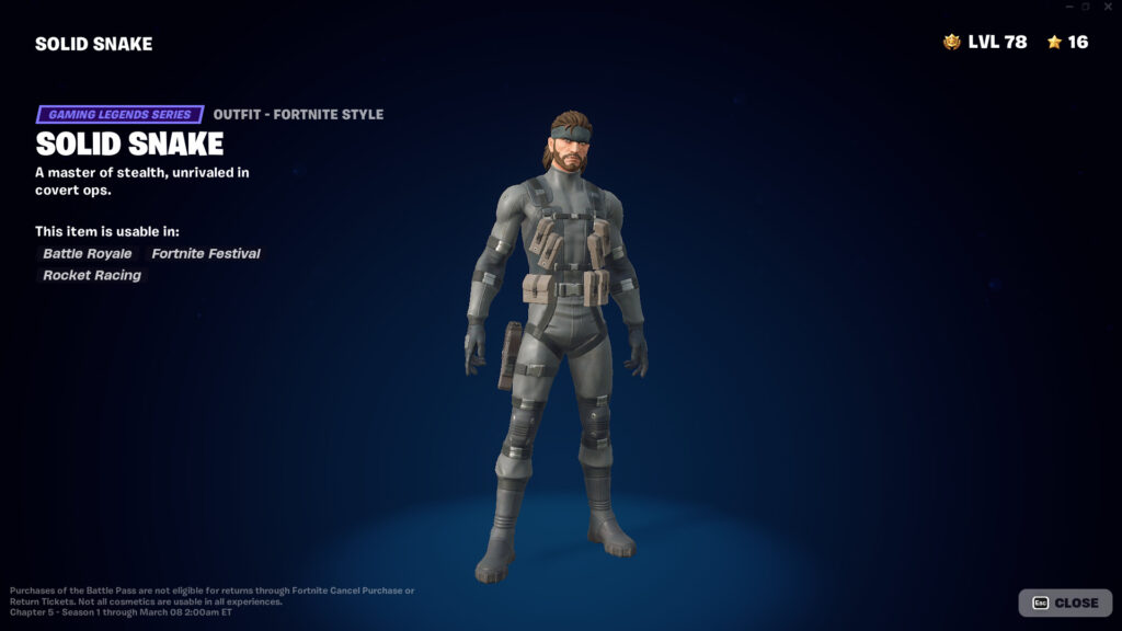 When is Solid Snake coming to Fortnite?