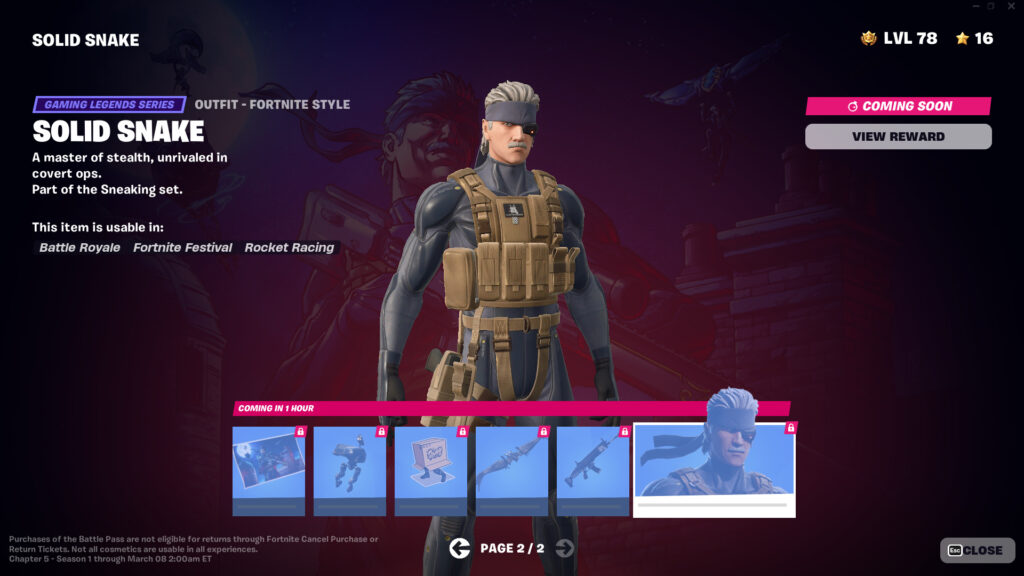 Fortnite v28.10 Old Snake skin