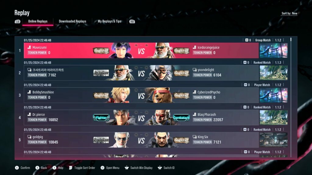 Tekken 8 online replay system