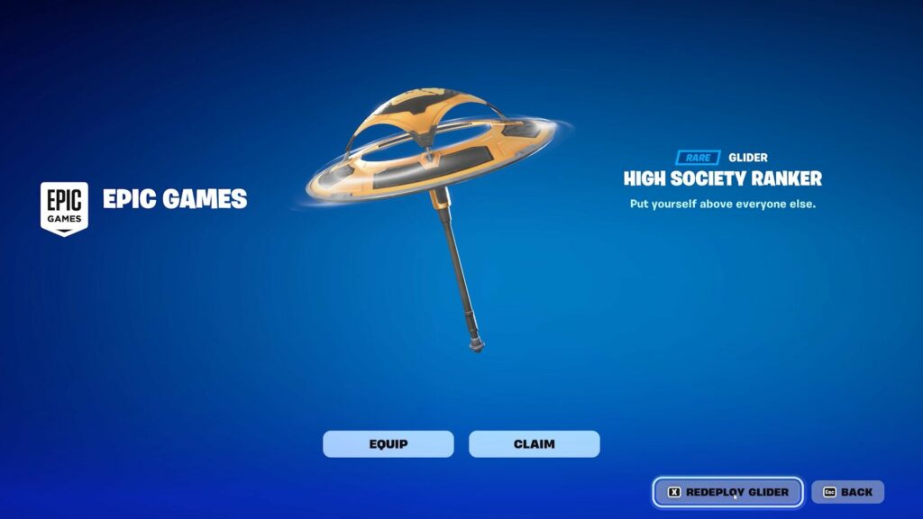 High Society Ranker Glider in Fortnite