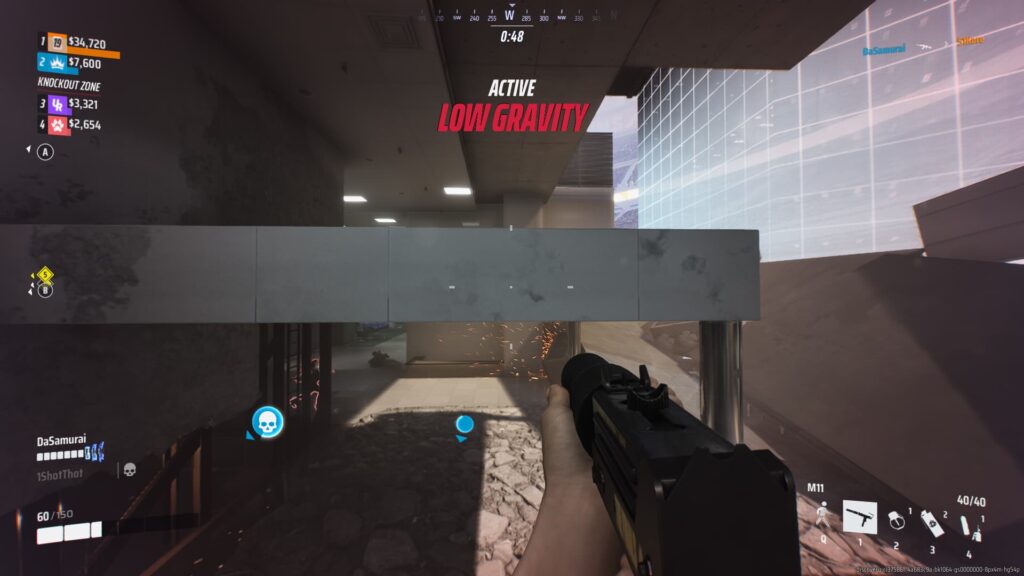 A player jumps during Low Gravity in The Finals.