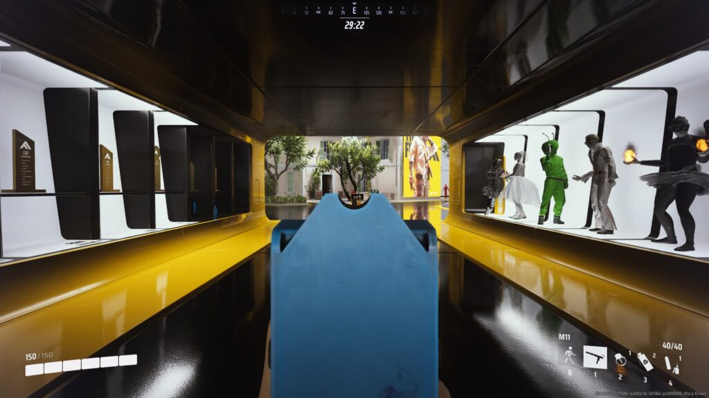 A player aims down the sights of the M11.