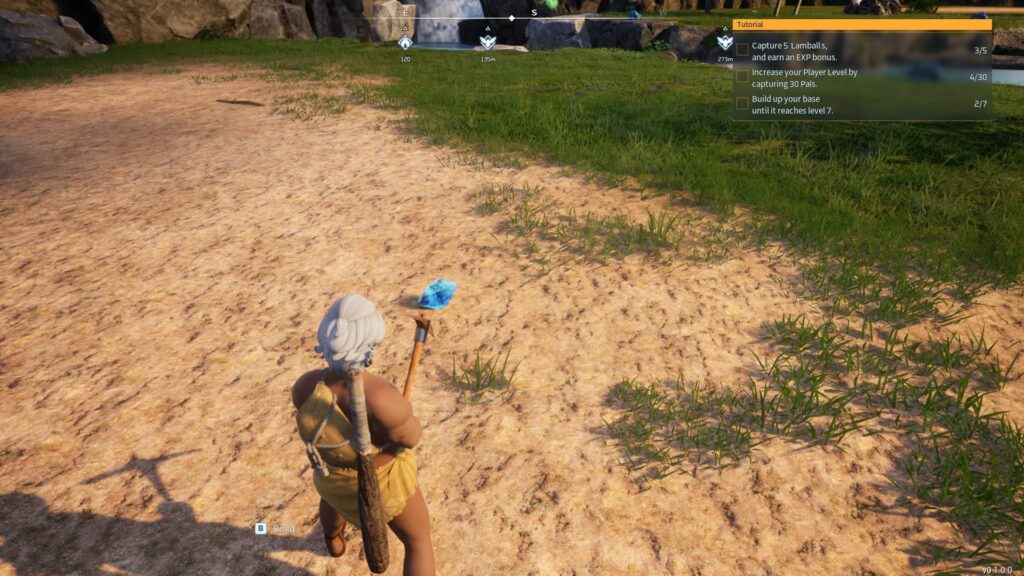 A player finds a Paldium Fragment on the ground in Palworld.