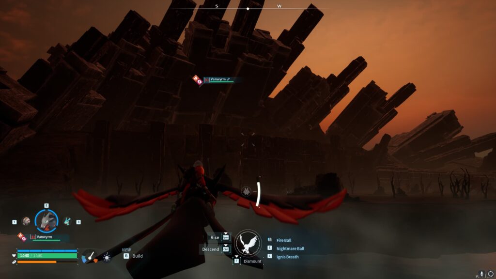 A player riding a Pal approaches the Wildlife Sanctuary in Palworld.