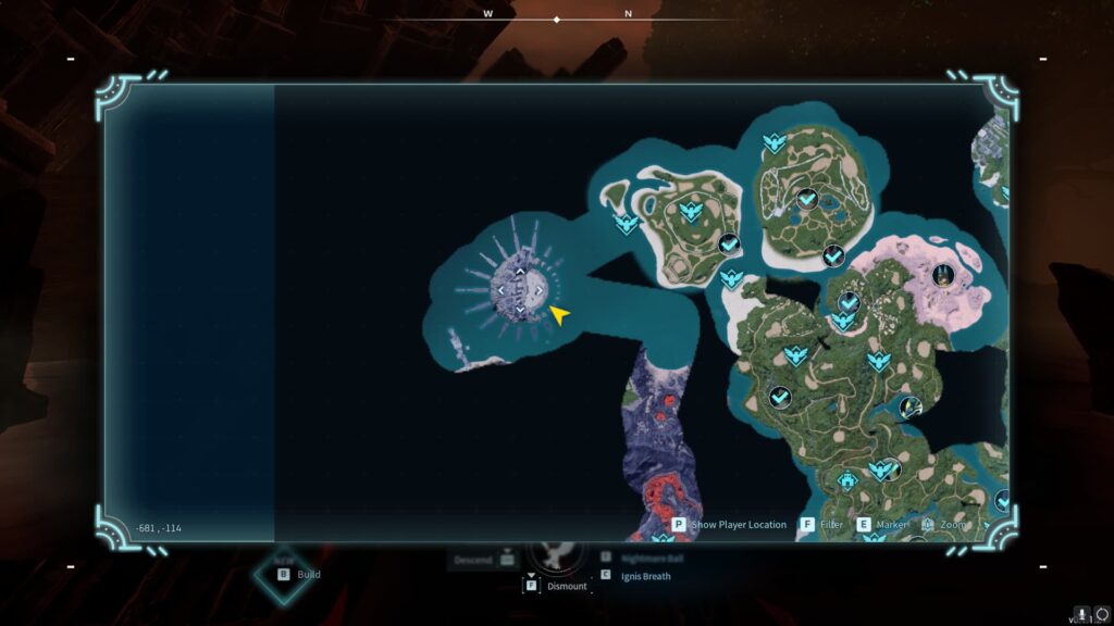 The Palworld map showing where to find the No. 2 Wildlife Sanctuary.