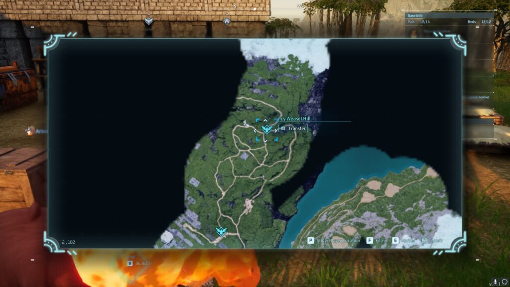 The player hovers over a location on the game's map.