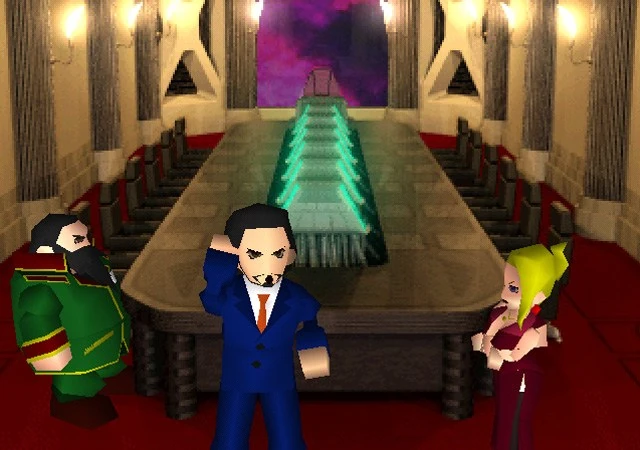 Heidegger, Reeve and Scarlett in the original Final Fantasy 7