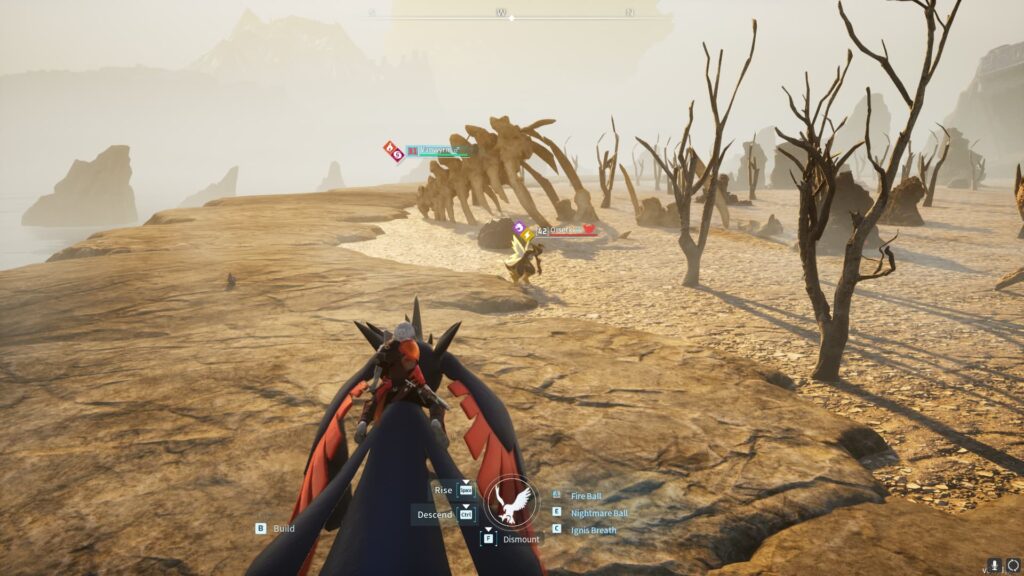 A player flies near an Orserk.
