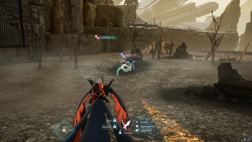 A player flies near an Azurobe.