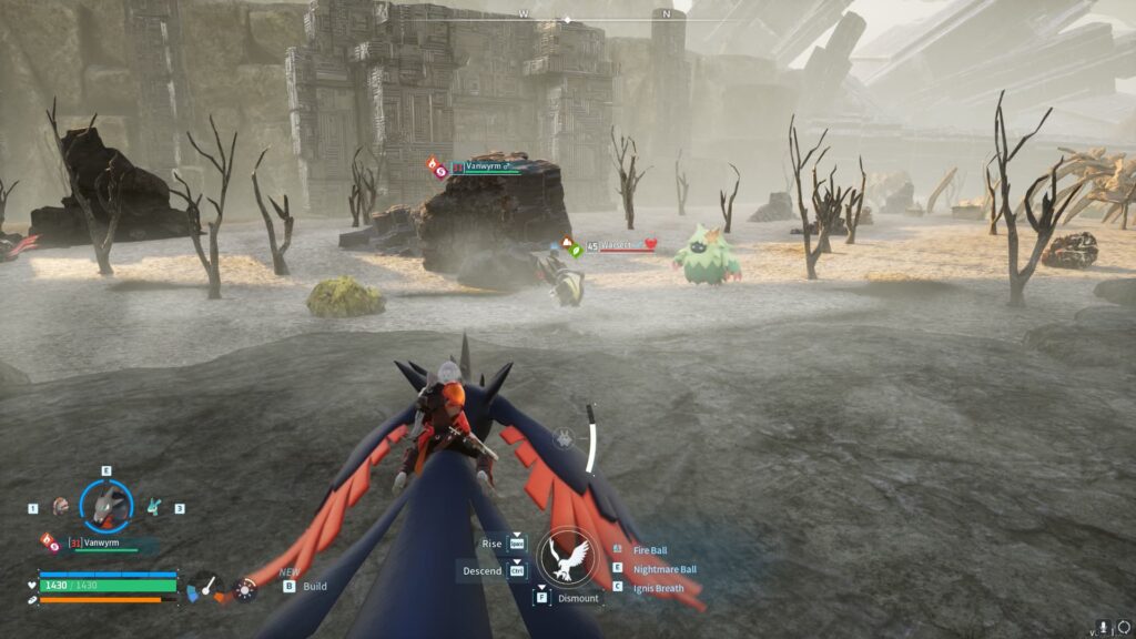 A player flies near a Warsect at the No. 2 Wildlife Sanctuary in Palworld.