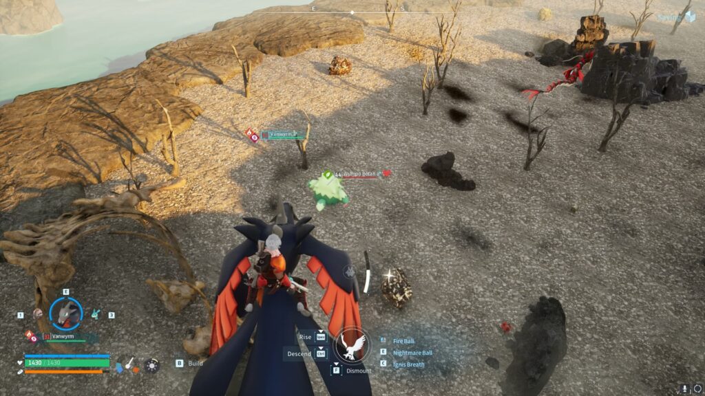 A player flies above a Wumpo Botan.