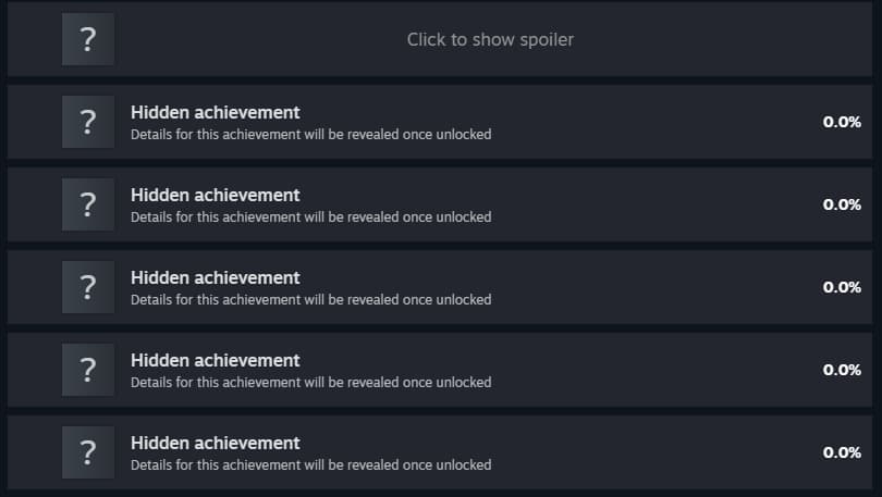 The Steam achievements still hidden.