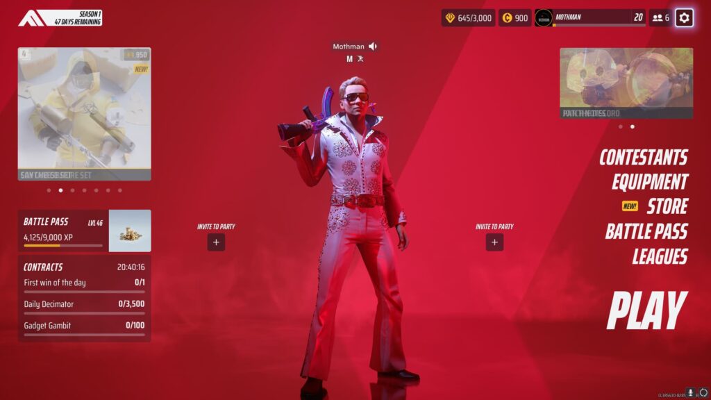 The main menu of The Finals with the gear icon highlighted.