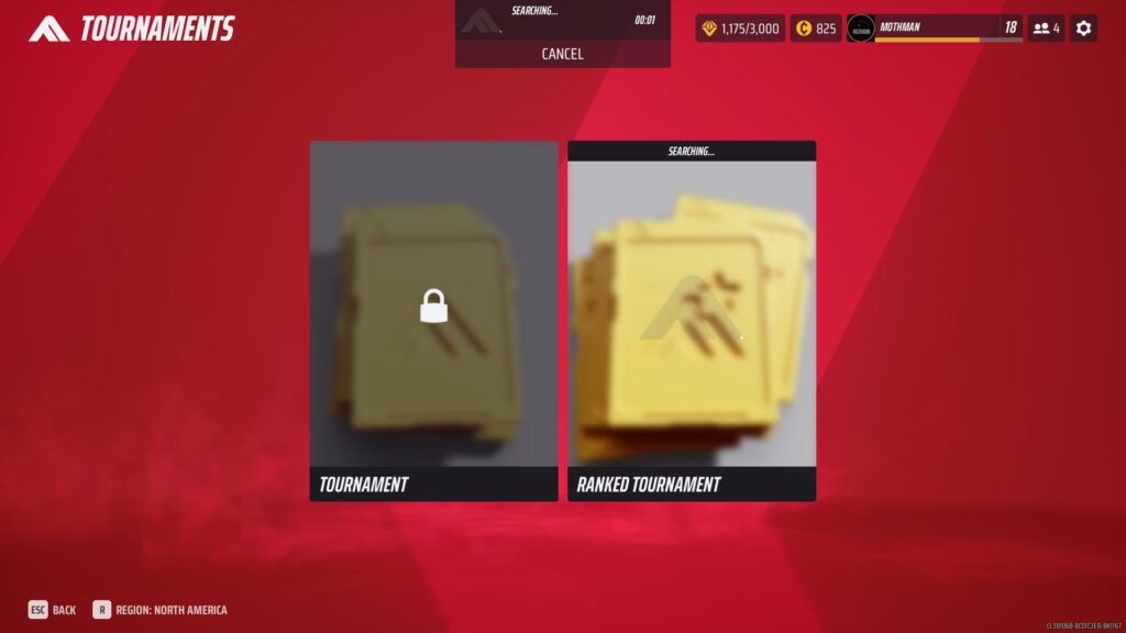 A player looks to join a Ranked Tournament via matchmaking in The Finals.