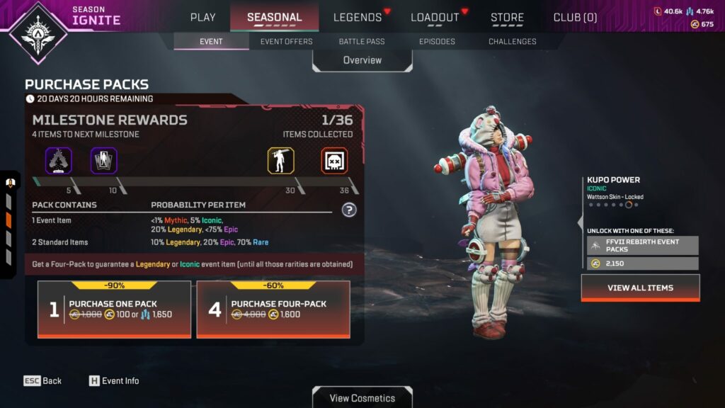 Final Fantasy Apex skins event overview