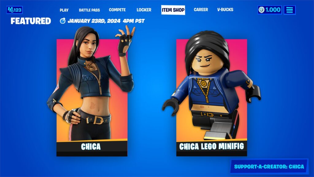 Fortnite streamer ‘Chica’ gets Icon Skin added to LEGO Fortnite