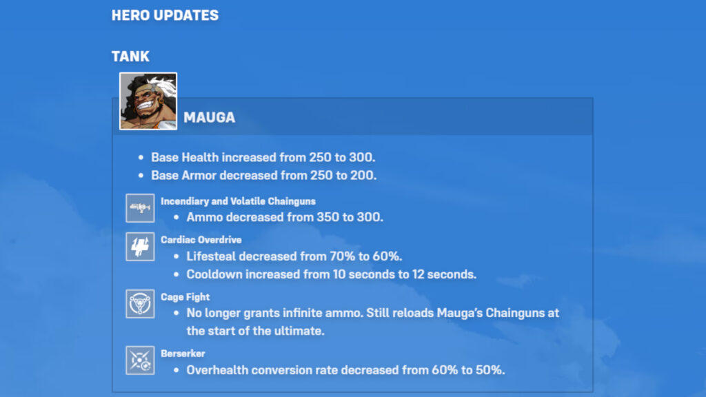 Mauga is a highlight in the Overwatch 2 patch notes for Jan. 9