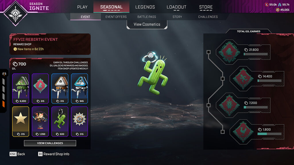 The Gil shop of the The Final Fantasy Apex Event